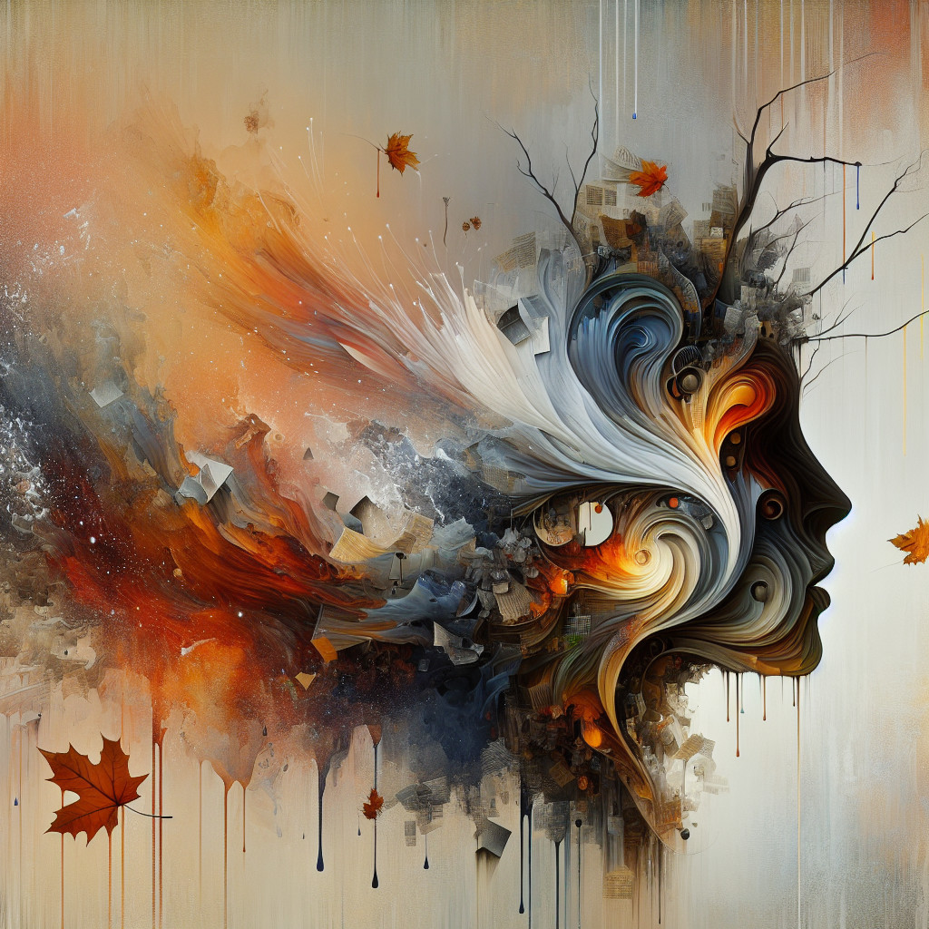 Abstract Woman's Profile with Colorful Swirls and Textures