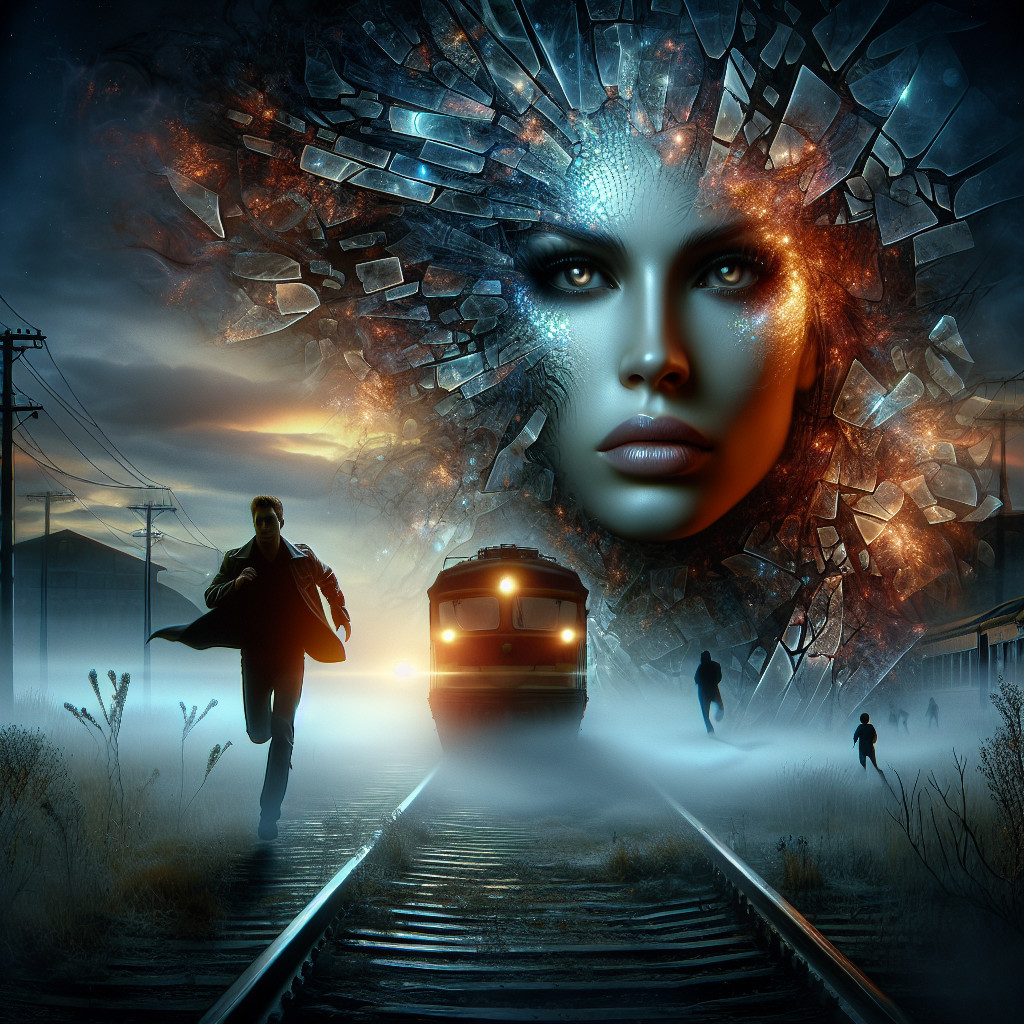 Dramatic Scene on Deserted Railway Track with Mist