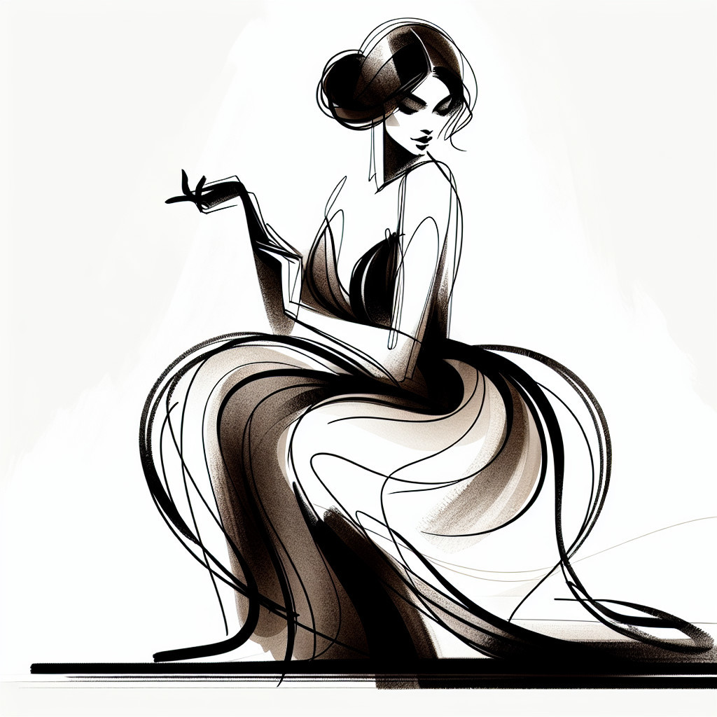 Abstract Illustration of a Woman in Elegant Gown