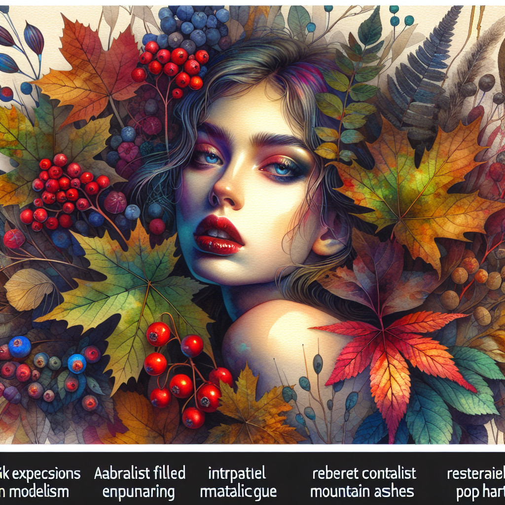 Portrait of a Young Woman in Autumn Leaves and Berries