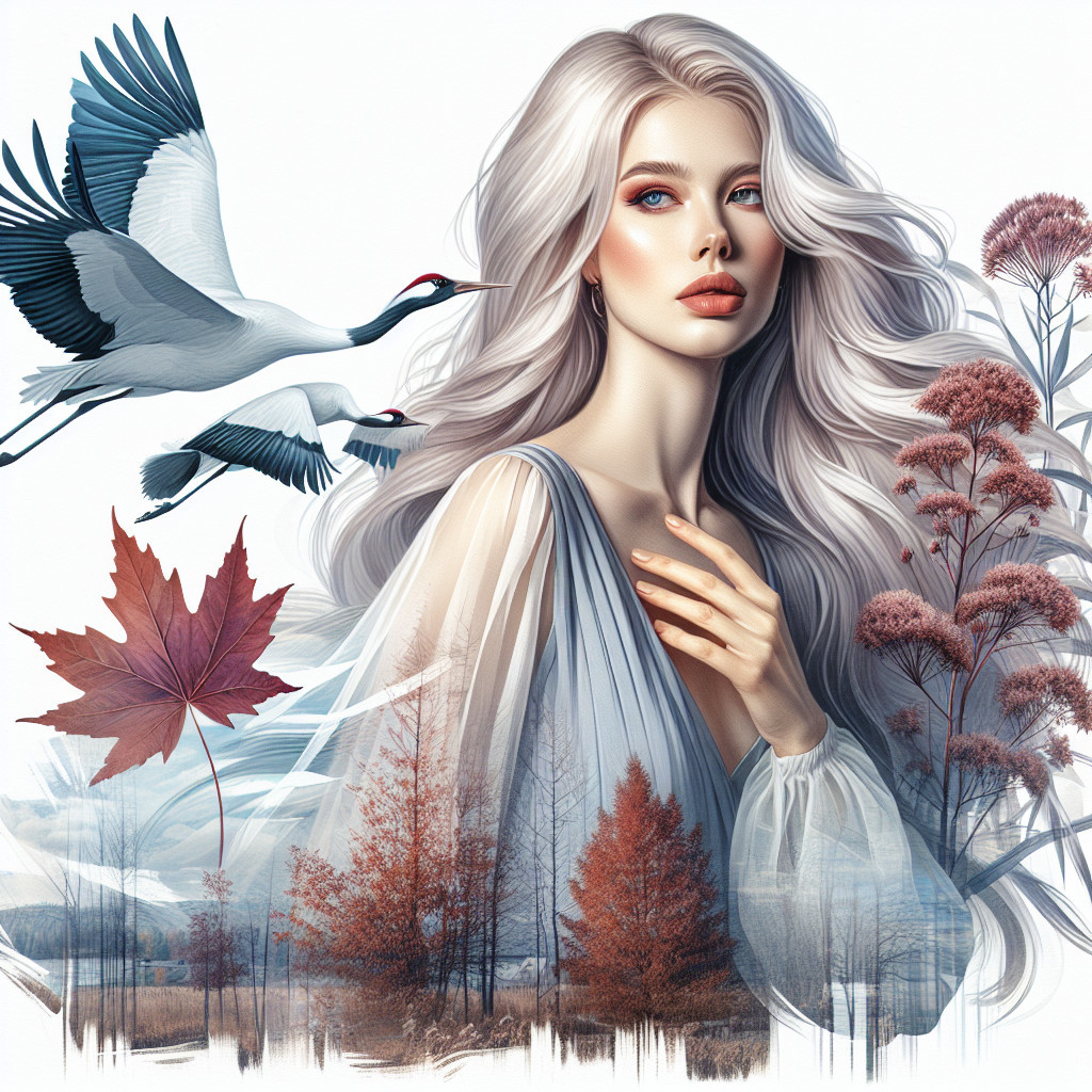 Serene Portrait of Woman in Autumn Landscape