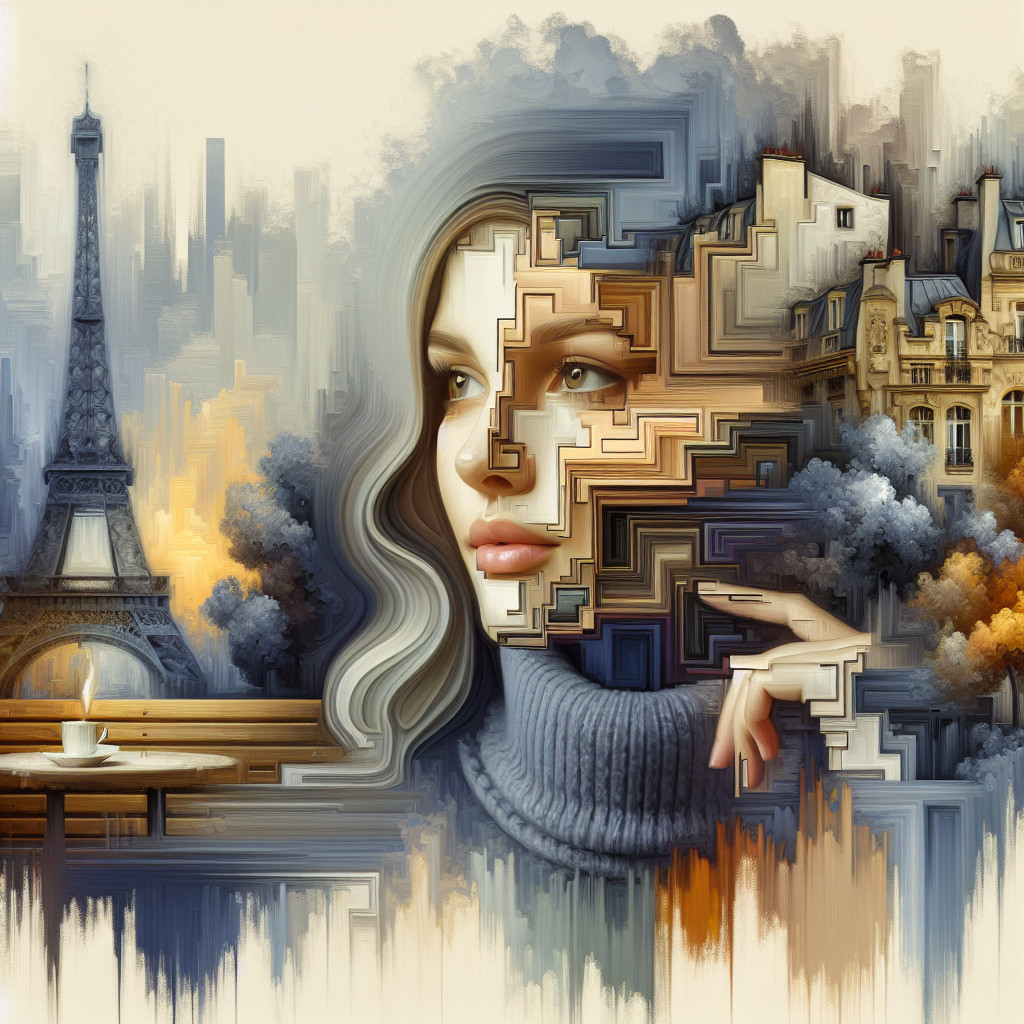 Contemplative Woman in Abstract Parisian Landscape