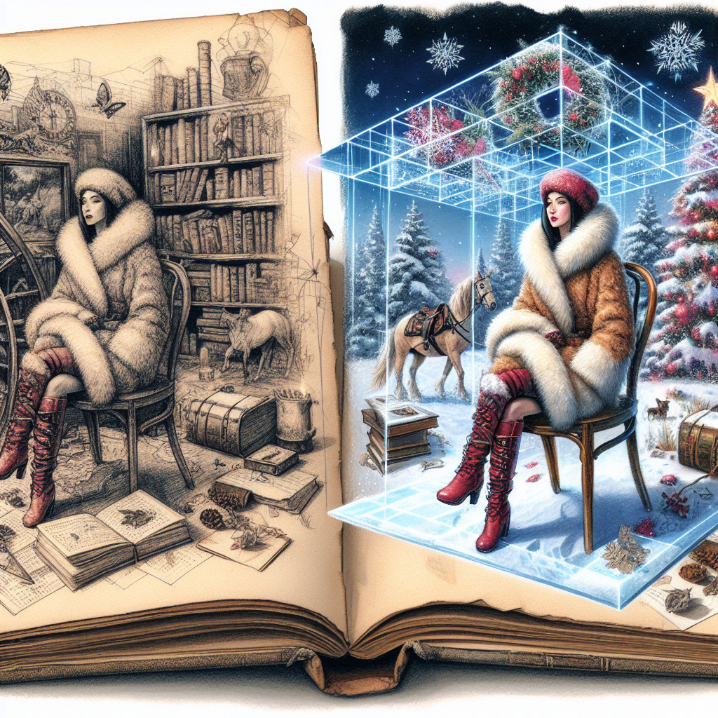 Open Book with Two Contrasting Scenes Depicted