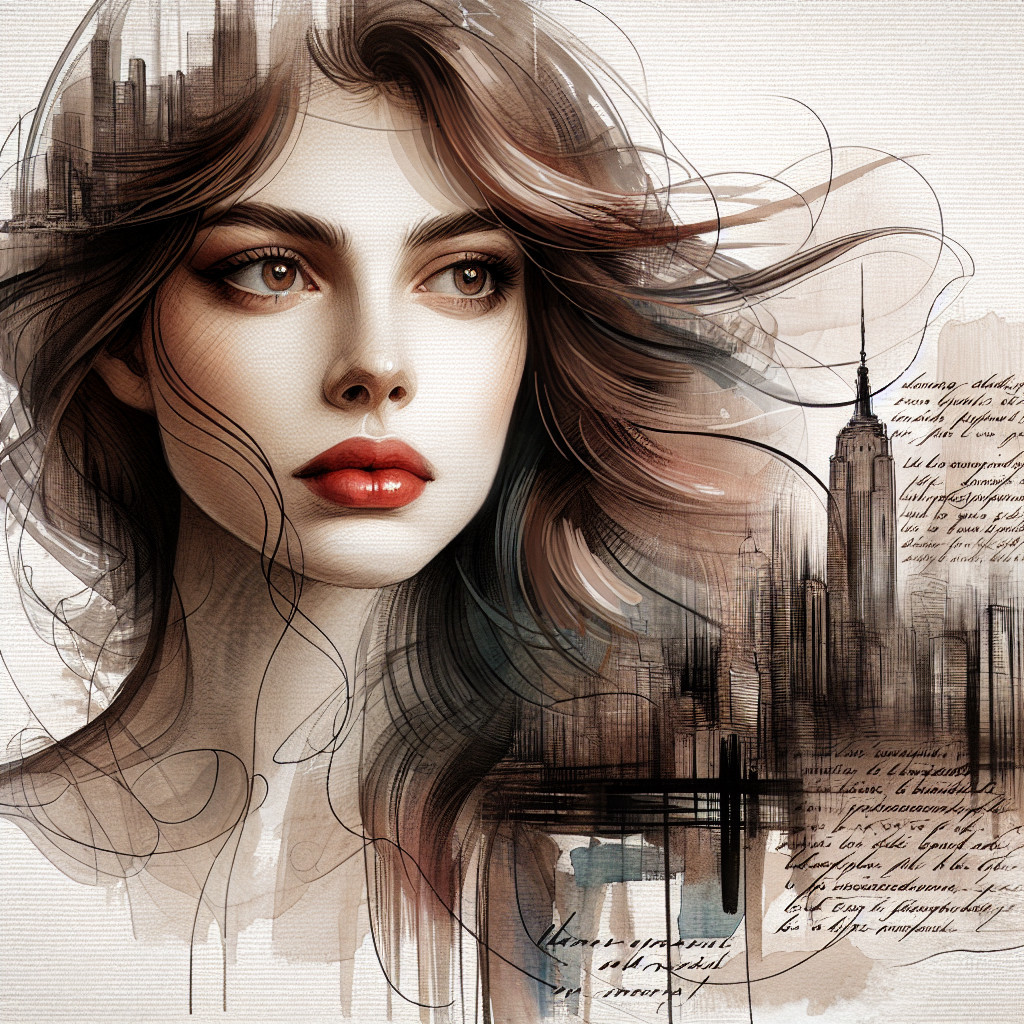 Portrait of a Woman Against a Stylized Cityscape