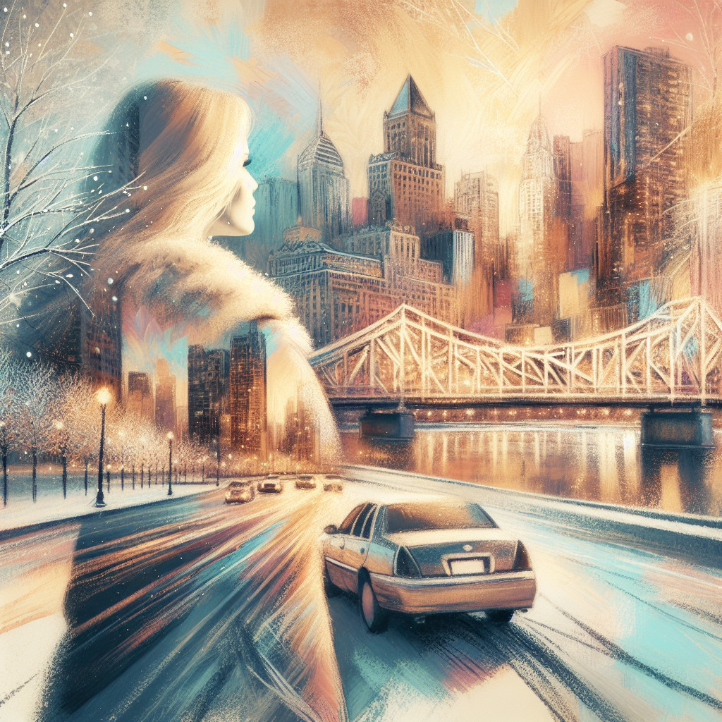 Dreamy Urban Scene with Woman's Profile and Skyline