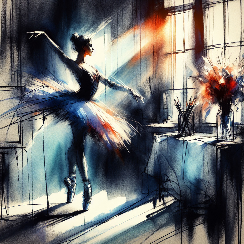 Digital Painting of a Ballerina in a Studio Setting