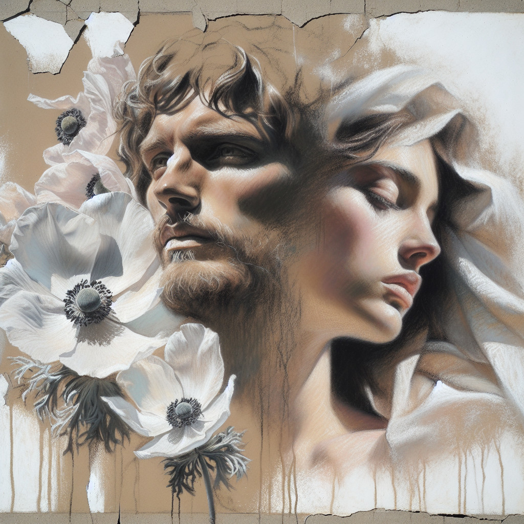 Bust Portraits of Angelic-Faced Man and Woman in Pastels