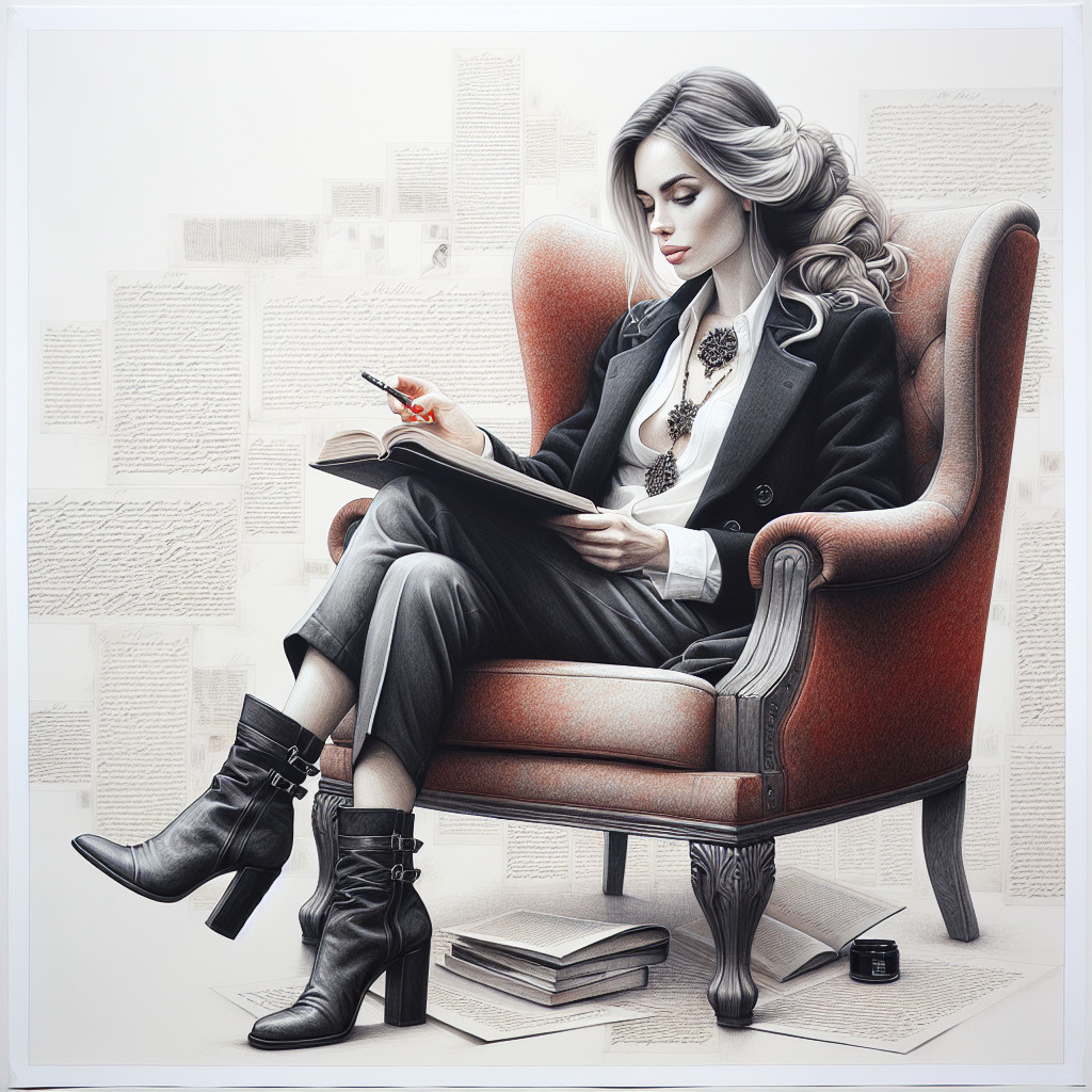 Stylish Woman Reading in Vintage Armchair