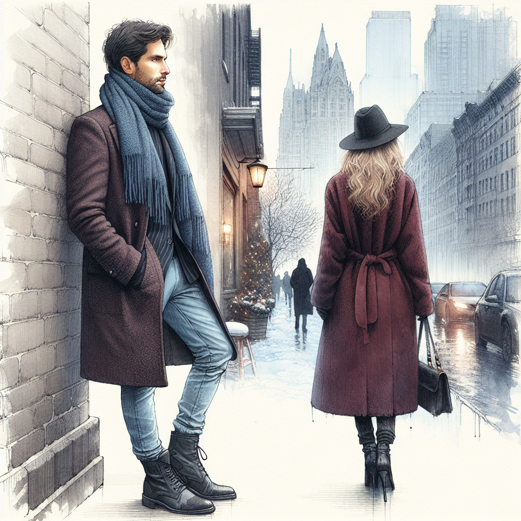 Man in Dark Attire Leaning Against Brick Wall