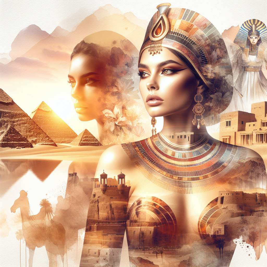 Ethereal Portrait of Woman in Ancient Egyptian Style