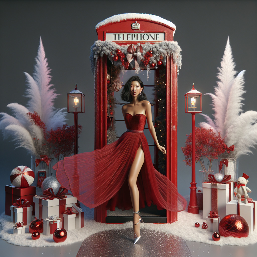 Glamorous Figure in Holiday Decorated Scene
