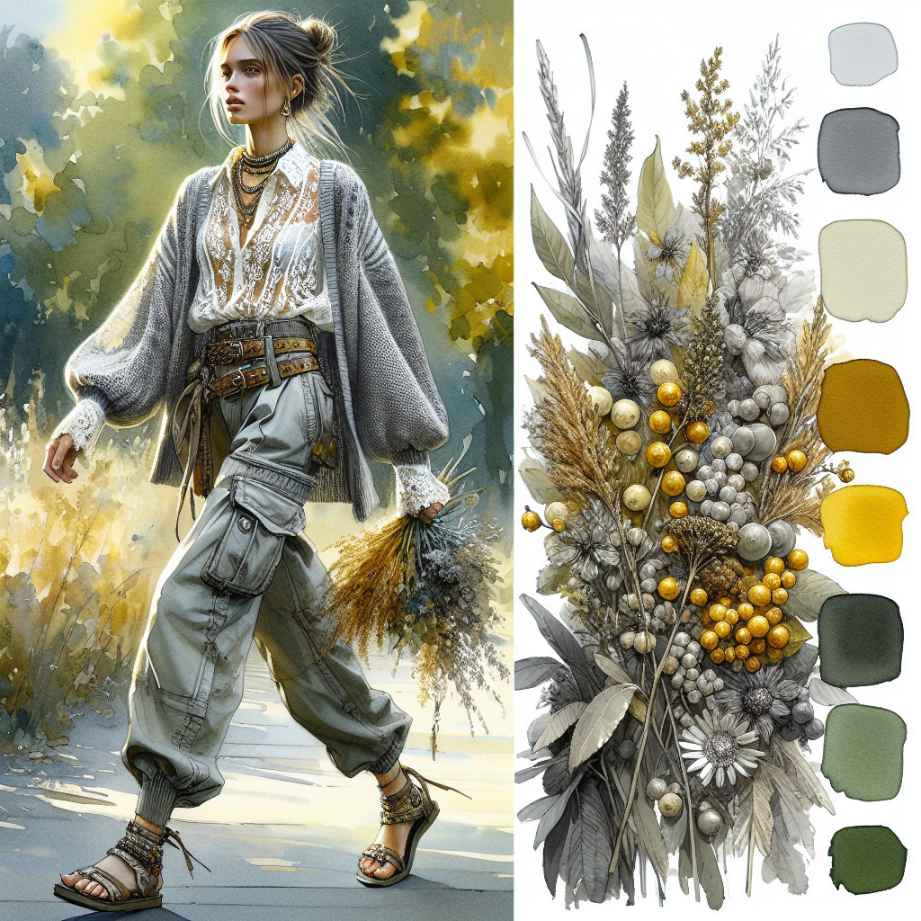 Fashionable Woman in Cozy Cardigan and Cargo Pants