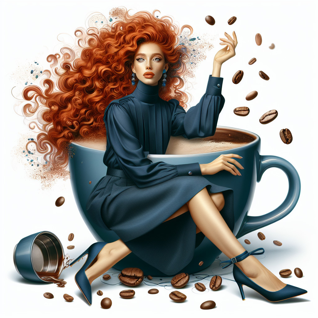 Illustration of a Young Woman in a Coffee Cup