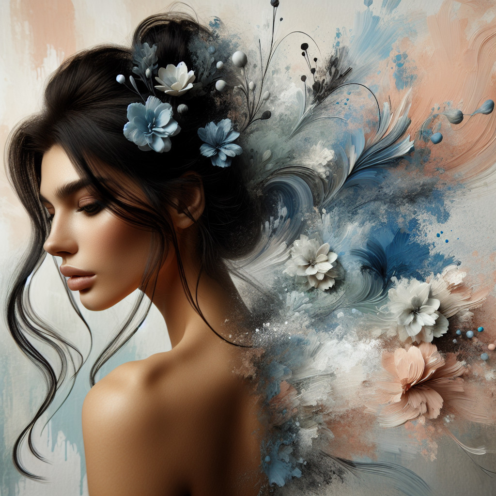 Serene Portrait of a Woman with Floral Accents