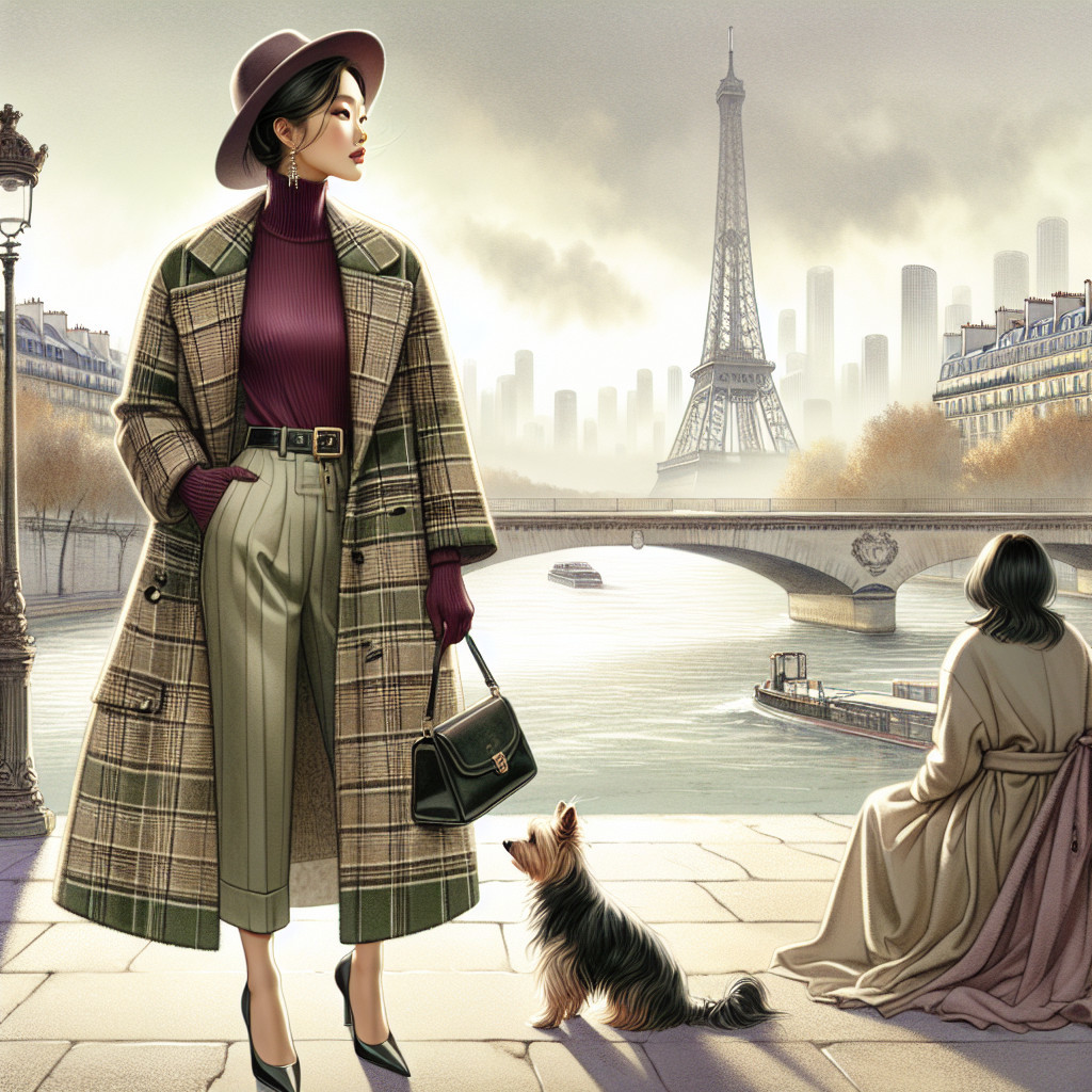 Fashion Illustration of a Confident Woman in Paris