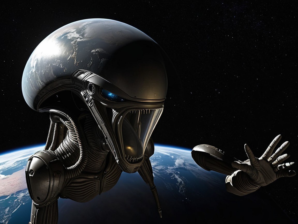 Futuristic Alien Creature with Biomechanical Features