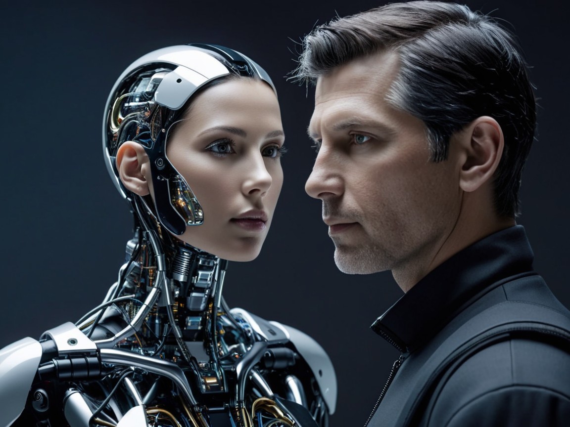 Contrast Between Humanoid Robot and Human Man
