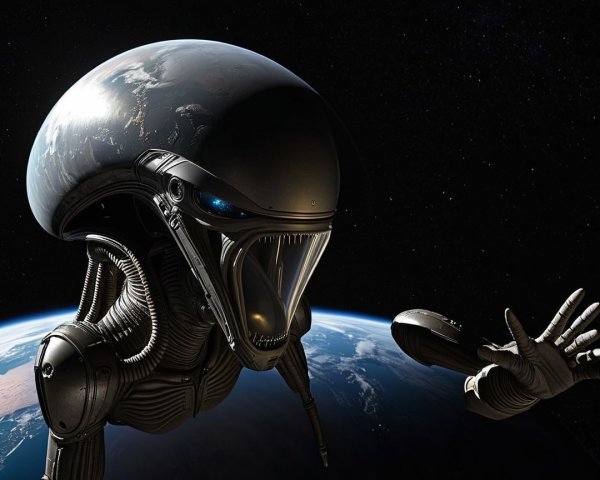 Futuristic Alien Creature with Biomechanical Features