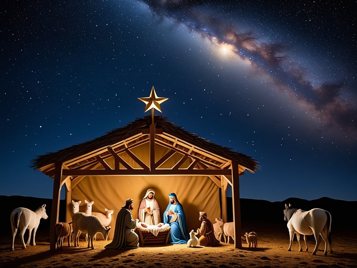 Nativity Scene with Mary, Joseph, and Baby Jesus