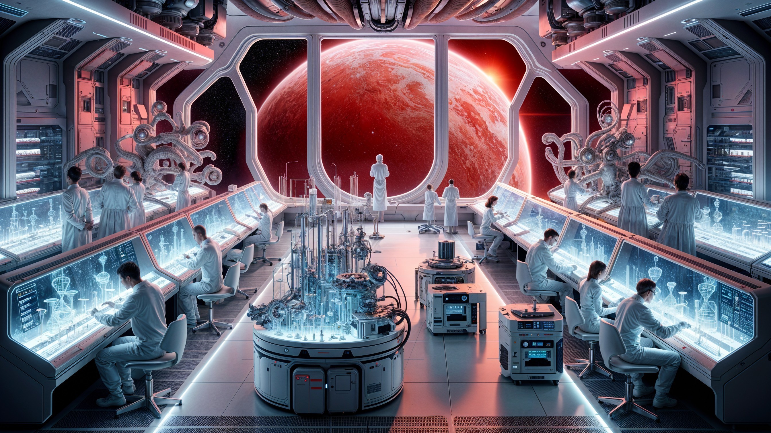 Futuristic Space Station Laboratory with Advanced Technology