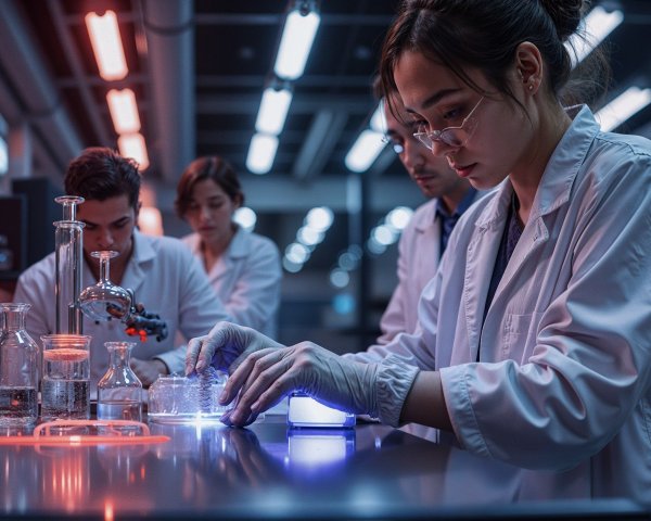 Researchers Conducting Experiments in Modern Laboratory