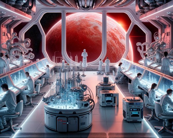 Futuristic Space Station Laboratory with Advanced Technology