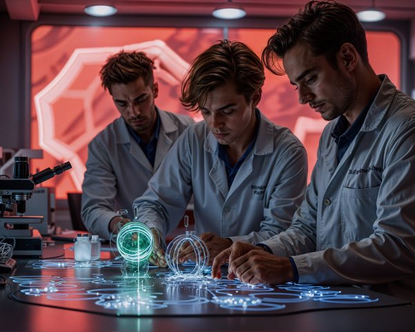 Researchers Analyzing Holographic Data in Lab
