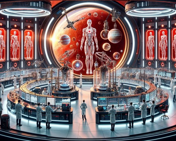 Futuristic Laboratory with Advanced Technologies and Robots