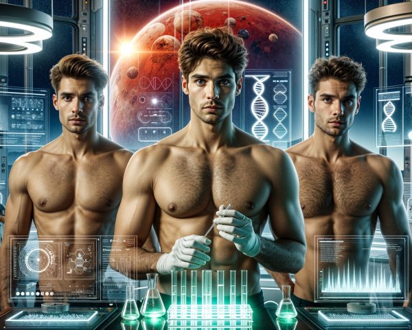 Futuristic Laboratory on Mars with Young Scientists