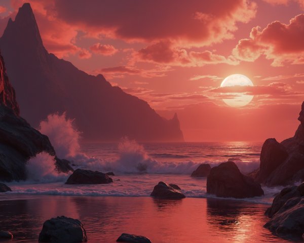 Coastal Landscape at Sunset with Vibrant Hues