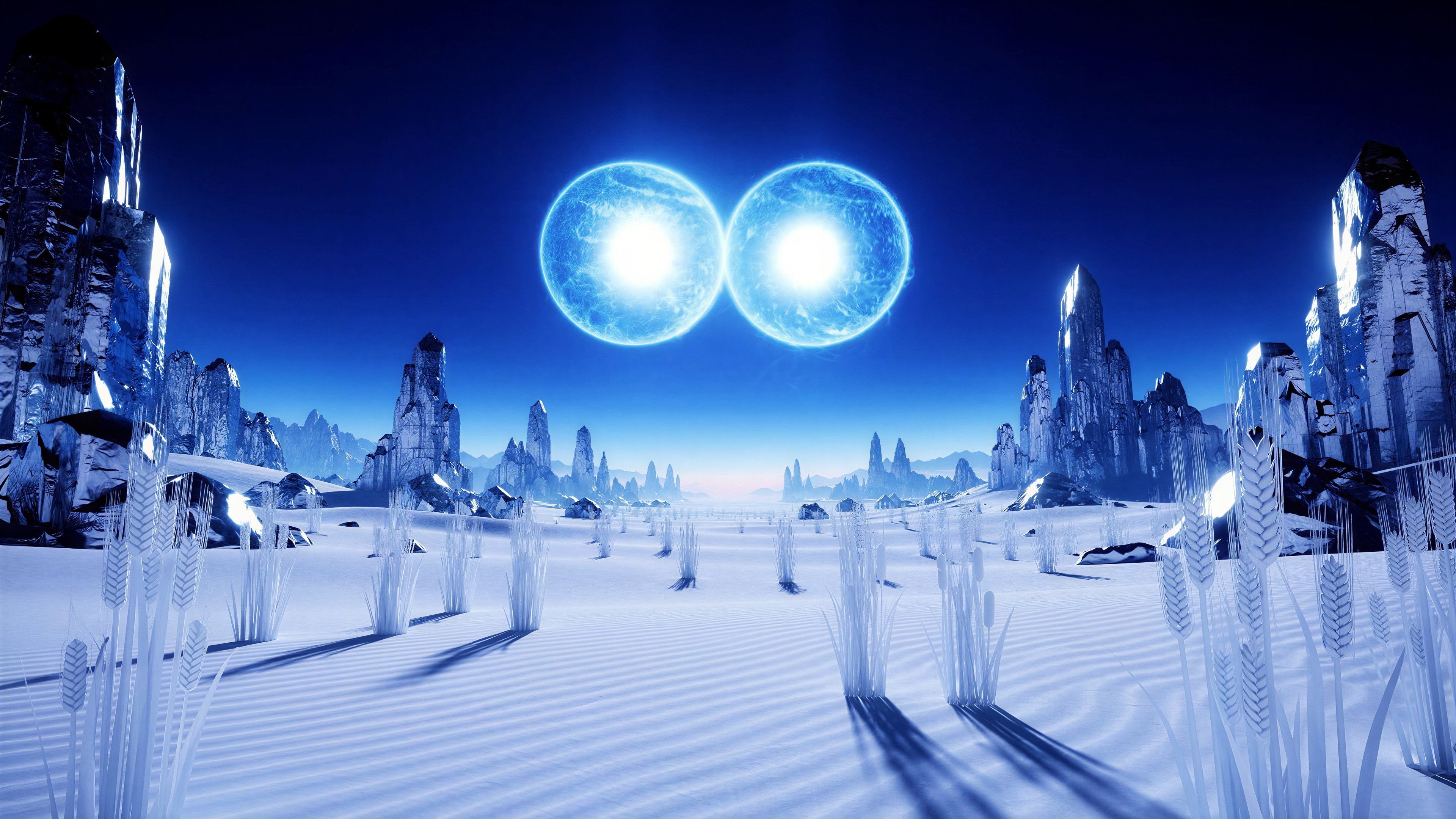 Frozen Landscape with Crystalline Reefs and Ice Cliffs