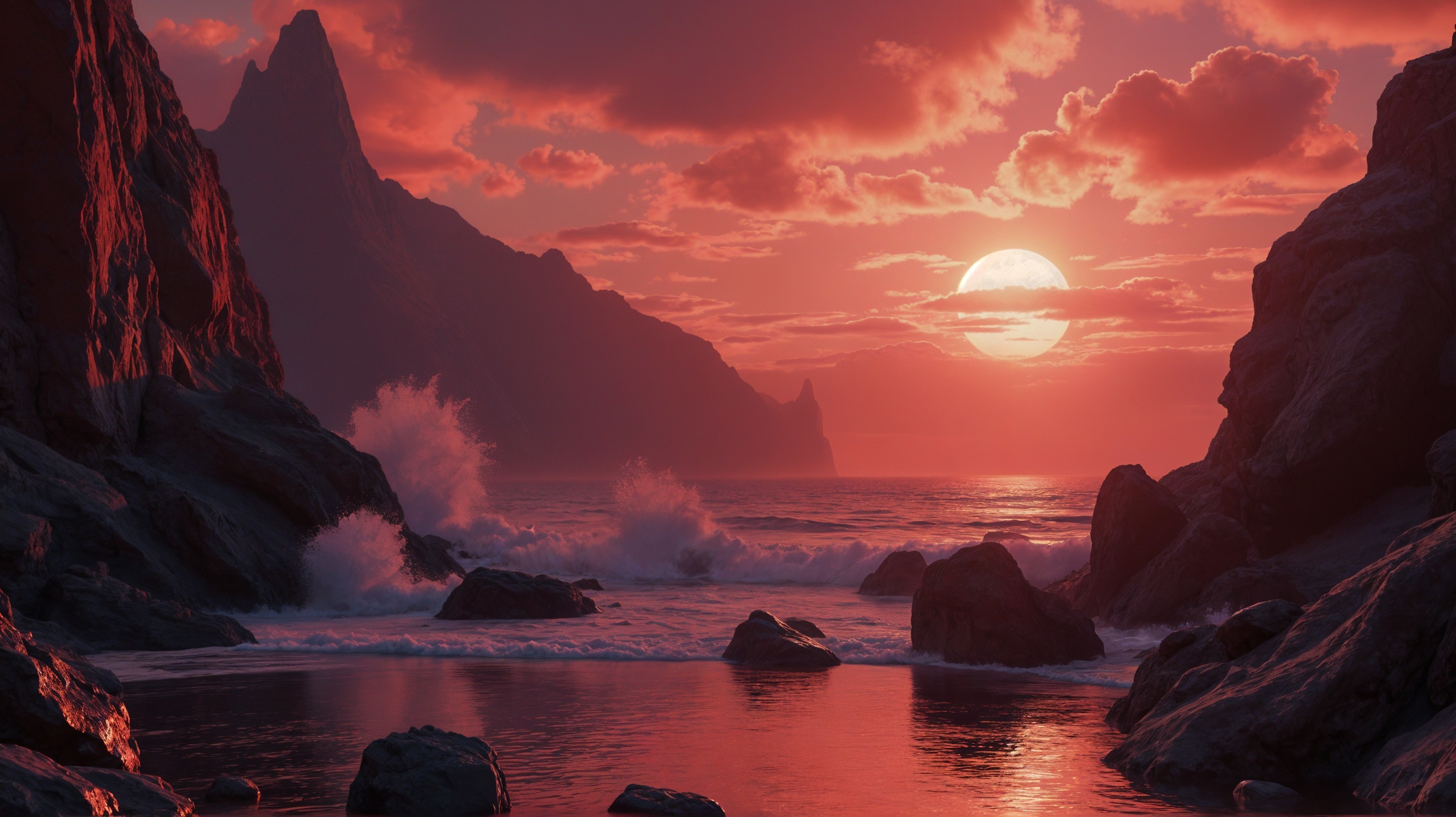 Coastal Landscape at Sunset with Vibrant Hues