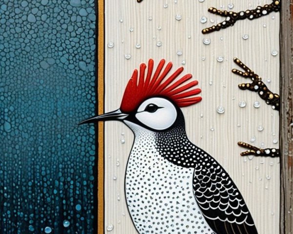 Stylized Bird on Textured Surface with Abstract Background