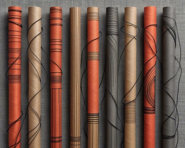 Rolled Papers with Abstract Patterns in Vibrant Colors