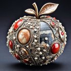 Textured Decorative Apple Sphere with Floral Patterns