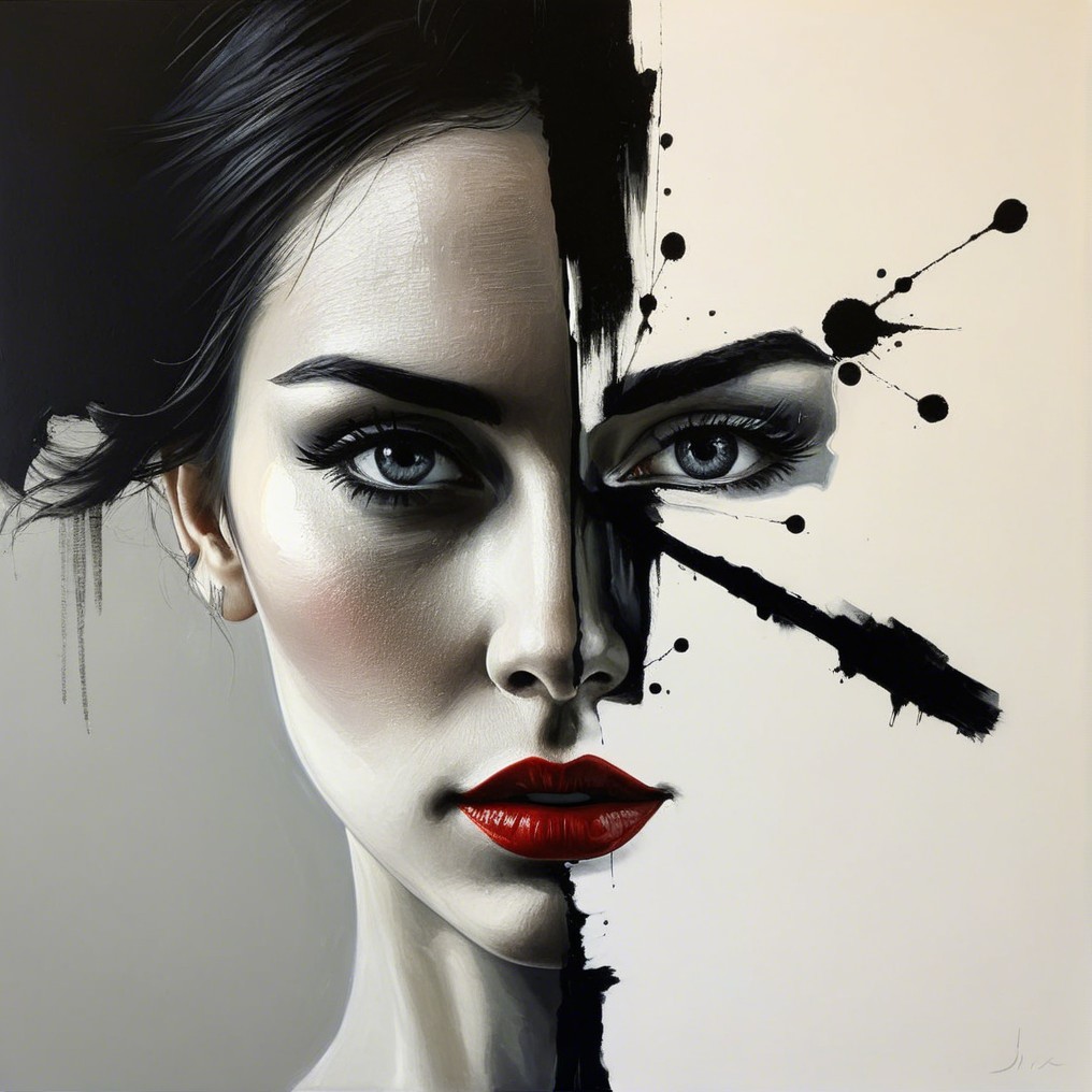 Portrait of a Female Figure in Duality and Contrast