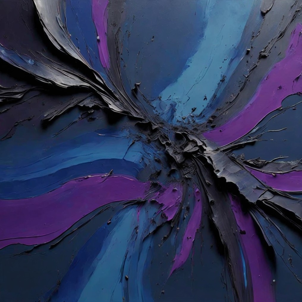 Abstract Painting with Dynamic Swirls and Bold Strokes