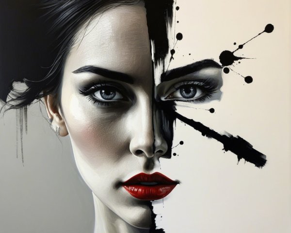Portrait of a Female Figure in Duality and Contrast