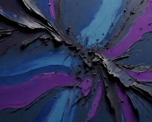 Abstract Painting with Dynamic Swirls and Bold Strokes
