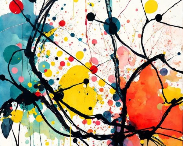 Vibrant Abstract Painting with Dynamic Colors and Shapes
