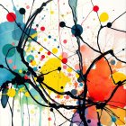 Vibrant Abstract Painting with Dynamic Colors and Shapes
