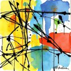 Abstract Watercolor Composition with Bold Colors and Lines