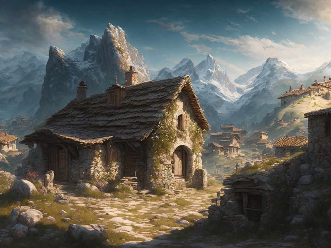 Stone Cottage in Mountainous Scenic Landscape