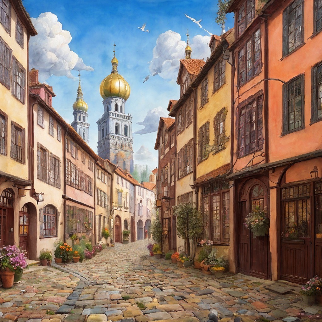 Charming Cobblestone Street in Picturesque Town