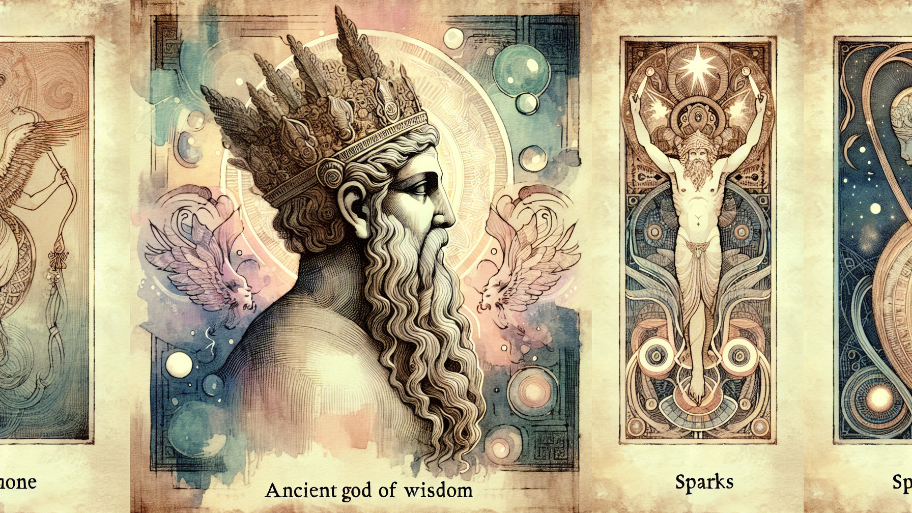 Ancient God of Wisdom with Mystical Surroundings