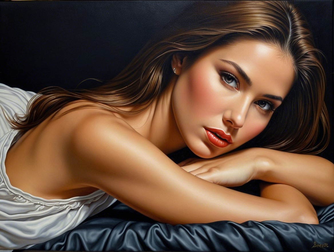 Close-Up Portrait of a Young Woman with Flowing Hair