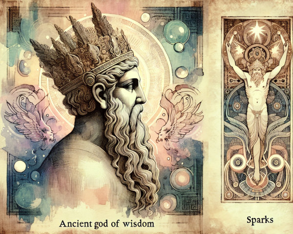 Ancient God of Wisdom with Mystical Surroundings