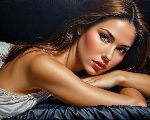 Close-Up Portrait of a Young Woman with Flowing Hair