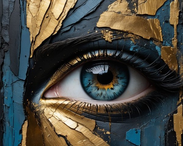Close-Up of a Striking Blue Eye with Textured Background