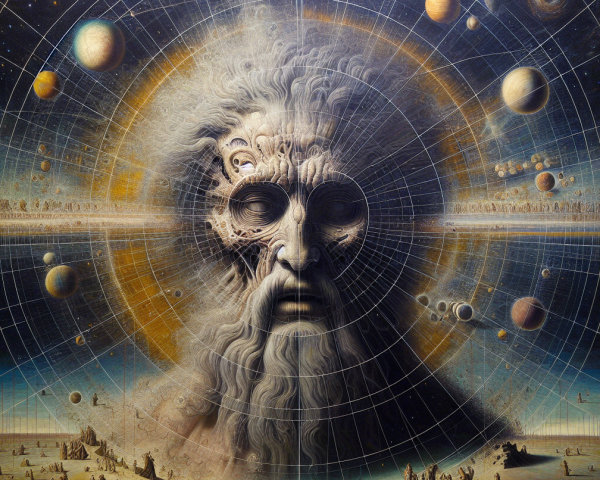 Colossal Mystical Face in Cosmic Landscape Art